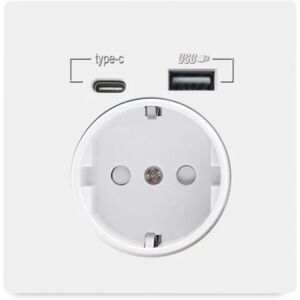 EU Standard 16a Vægopladeradapterstik USB Type A Type C Strøm Schuko-stik