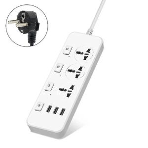 Us/dk/eu Power Strip 5v2.1a overspændingsbeskytter med 3 udtag og 3 usb-porte