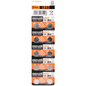 Maxell Lr43 Alkaline Batterier - 10 Stk.