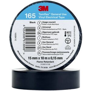 3M Temflex El Vinyltape 165 15 Mm X 10 M, Sort