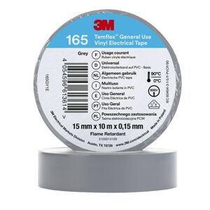 3M Temflex El Vinyltape 165 15 Mm X 10 M, Grå