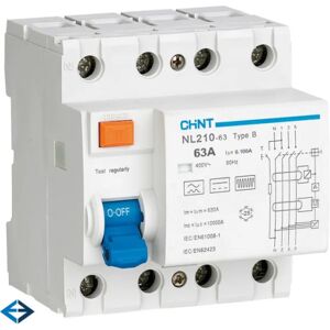 Chint Fejlstrømsafbr. Rcd Pfi 4p 63a 100 Ma 10ka Type B Ac/dc N T/venstre