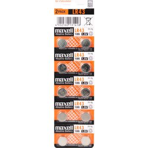 Maxell Knapcellebatteri Alkaline Lr43 - Pakke Med 10 Stk.