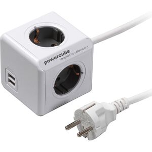 Powercube Stikdåse, Schuko, 4 Udtag, Usb-A