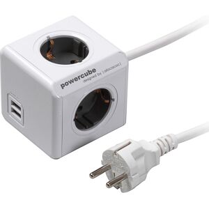 Powercube Stikdåse, Schuko, 4 Udtag Med Usb-A