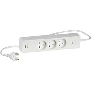 Lauritz Knudsen Lk Design Stikdåse 3 Udtag, M/ledning + 2 Usb, Hvid