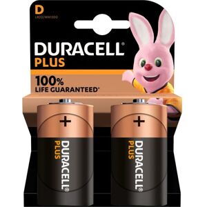 Duracell Plus D Alkaline Batterier - 2 Stk.