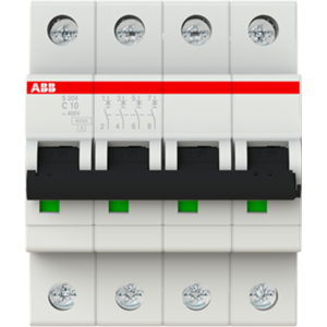 Abb S204-C10 Automatsikring, 4p, 10a