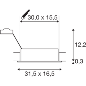 SLV New Tria Es111 Square Sort Gu10 Maks. 2x75w Inkl. Clipfjedre  Sort