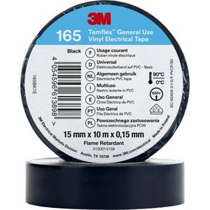 3M Temflex El Vinyltape 165 15 Mm X 10 M, Sort