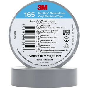 3M Temflex El Vinyltape 165, 15mmx10m, Grå