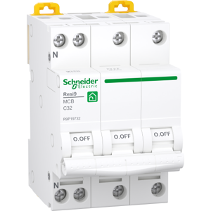 Schneider Electric Schneider Resi9 Automatsikring 3p+n 32a, Hvid