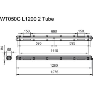 Philips Ledinaire Industriarmatur Wt050c Til 2 X Led Rør 1200 Mm  Hvid