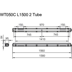 Philips Ledinaire Industriarmatur Wt050c Til 2 X Led Rør 1500 Mm