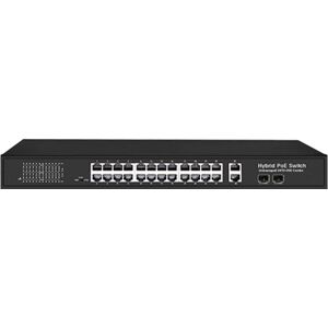 Lan-com 24-Port 10/100 Poe Switch Port 1&2; Support Poe++