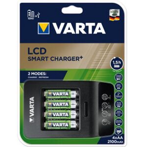 Varta Lcd Smart Charger+ -Opladningsenhed Og 4 Stk. Aa (Lr6) 2100 Mah