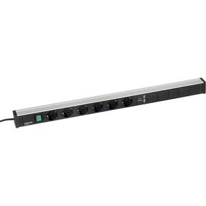 Treston Regleta de enchufes para mesas de trabajo, 6 enchufes, interruptor, 2 x USB, longitud 836 mm