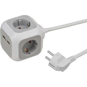 Brennenstuhl Bloque de enchufes ALEA con cargador USB, 4 enchufes, con función de carga USB, blanco / gris luminoso