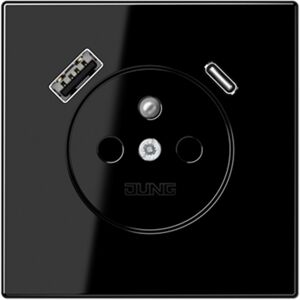 Jung Enchufe +usb+c Sistema Frances/belga  Ls1520f-15casw Serie Ls Negro Brillo