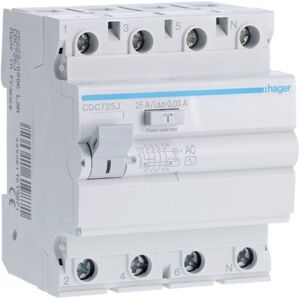 Hager Diferencial  4p 25a 30ma Clase Ac Cdc725j