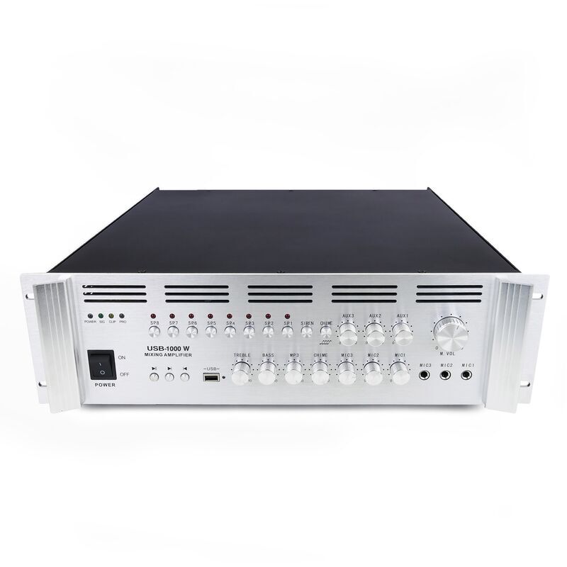 BEMATIK Amplificador para sonorización profesional de 1000W 110V 8 zonas con