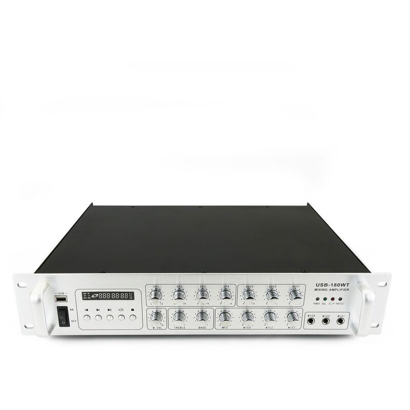 BEMATIK Amplificador para sonorización profesional de 180W 110V 4 zonas con MIC