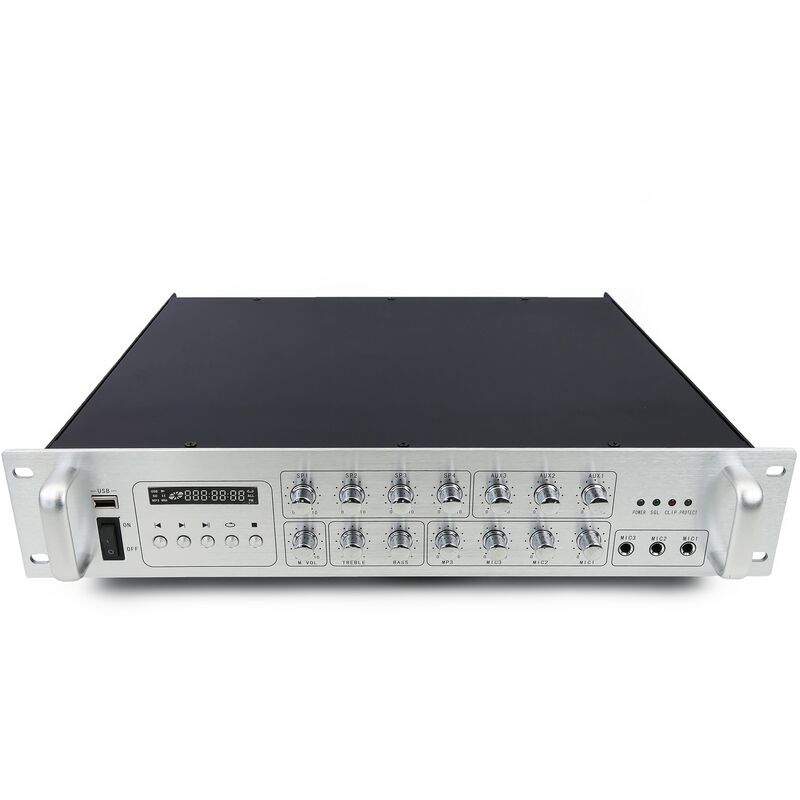 BEMATIK Amplificador para sonorización profesional de 550W 110V 4 zonas con MIC