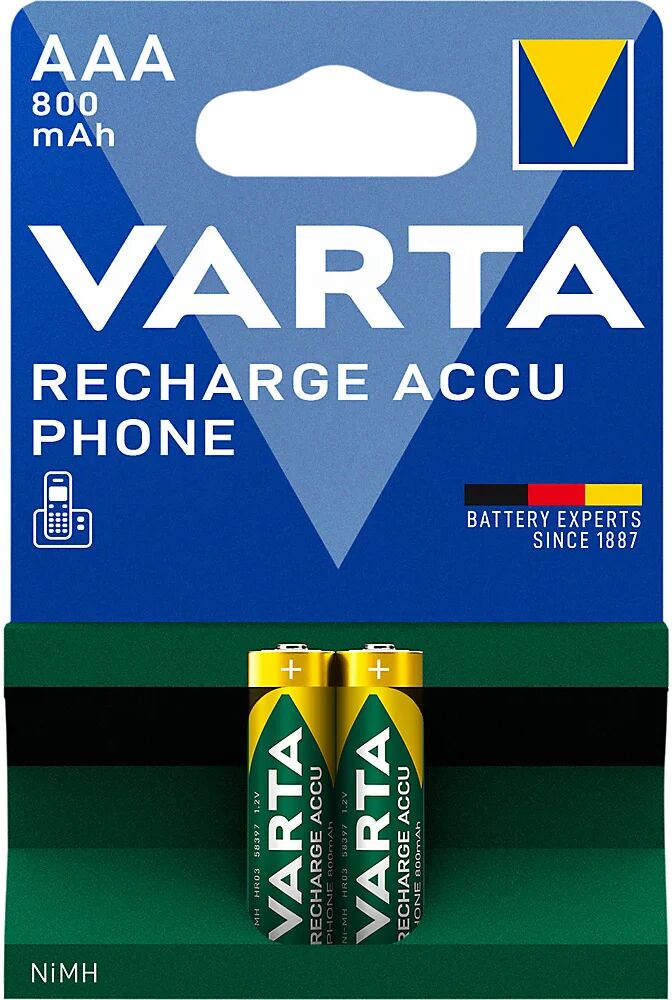 Varta Batería de teléfono, recargable, AAA, 800 mAh, UE 2 unid., a partir de 10 UE