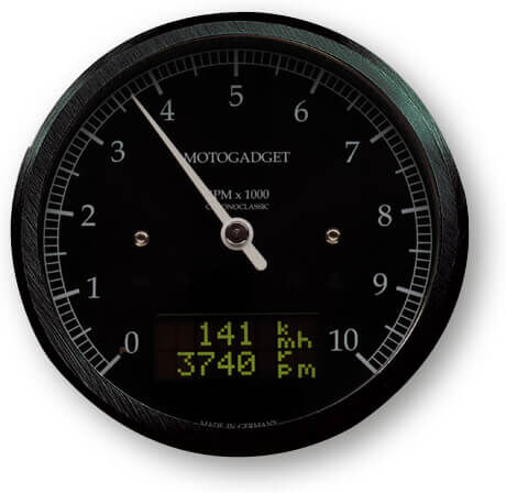 motogadget Motoscope clásico contador rev DarkEdition -10.000 rpm - Negro