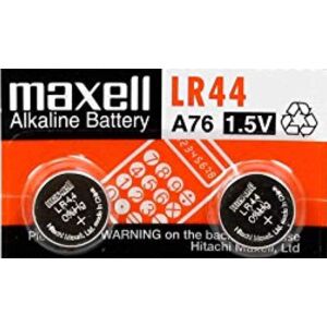 2 Piles LR44 / A76 / V13GA Maxell Alcaline 1,5V - Publicité