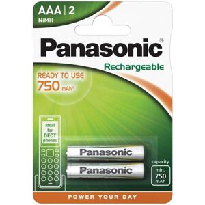 2 Piles Rechargeables AAA HR03 750mAh Panasonic for DECT