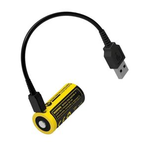 NiteCore Pile Rechargeable via USB RCR123A 16340 NiteCore NL1665R 3,6V 650mAh (Cable non fourni)