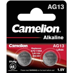 2 Piles AG13 LR44 LR1154 1166A Camelion Alcaline 15V