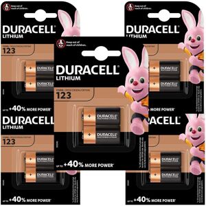 10 Piles CR123 Duracell Lithium 3V