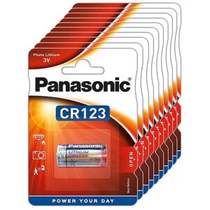 10 Piles CR123 Panasonic Lithium 3V