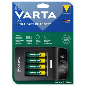 Chargeur Varta LCD Ultra Fast+ avec 4 piles AA 2100mAh - Publicité
