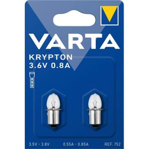 2 Ampoules Culot Lisse Varta 752 Krypton 3,6V 0,8A