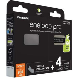 4 Piles Rechargeables AAA HR03 930mAh Panasonic Eneloop Pro Boite Stockage BK 4HCDEC