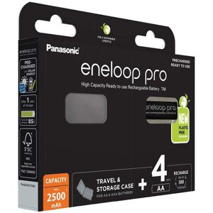 4 Piles Rechargeables AA HR06 2500mAh Panasonic Eneloop Pro Boite Stockage BK 3HCDEC