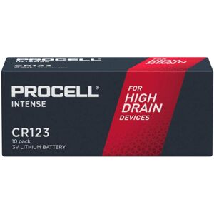 10 Piles CR123 Duracell Procell Intense Lithium 3V