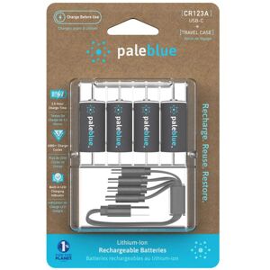 PaleBlue 4 Piles Rechargeables USB-C CR123A 860mAh PaleBlue Lithium Ion 3V