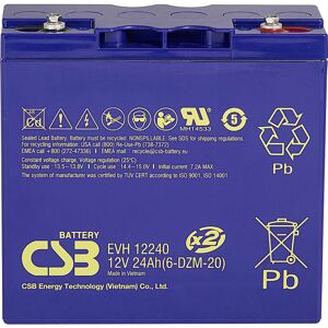 CSB Battery evh 12240 EVH12240 Batterie au plomb 12 v 24 Ah plomb (agm) (l x h x p) 181 x 170 x 170 mm raccord à vis M5 résistant aux cycles de char - Publicité