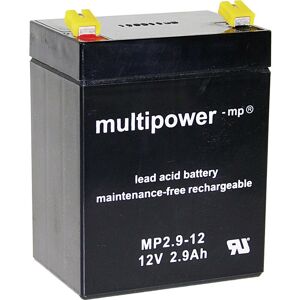 Batterie au plomb 12 v 2.9 Ah Multipower MP2,9-12 plomb (agm) (l x h x p) 79 x 107 x 56 mm cosses plates 4,8 mm sans entretien, auto-décharge réduit - Publicité