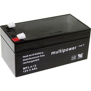 Multipower - Batterie au plomb 12 v 3.4 Ah PB-12-3,4-4,8 plomb (agm) (l x h x p) 134 x 66.5 x 67 mm cosses plates 4,8 mm sans entretien, - Publicité