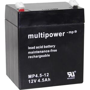 Batterie au plomb 12 v 4.5 Ah Multipower PB-12-4,5-4,8 plomb (agm) (l x h x p) 90 x 107 x 70 mm cosses plates 4,8 mm sans entretien, auto-décharge r - Publicité