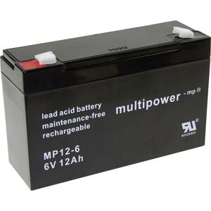 Batterie au plomb 6 v 12 Ah Multipower PB-6-12-6,35 plomb (agm) (l x h x p) 151 x 99 x 50 mm cosses plates 6,35 mm sans entretien, auto-décharge réd - Publicité