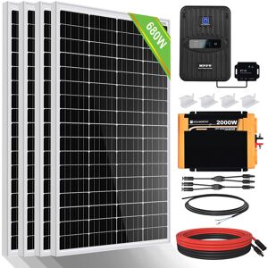 Eco-worthy - 680W 12V kit solaire complet avec batteries pour caravanes et maisons hors réseau:4x 170W panneaux solaires + 2000W 12V onduleur + 40A - Publicité