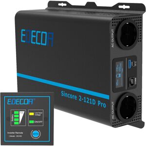 Edecoa - onduleur 1200w Pure Onde sinusoïdale convertisseur de Tension 12v 220v 230v lcd 2X usb et télécommande convertisseur 1200w et pic pour - Publicité