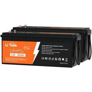 Litime - Batterie lithium LiFePO4 12V 200Ah plus batterie solaire et éolienne stockage avec panneau solaire, Parfaite pour Camping-Car, Bateau, - Publicité