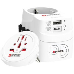 - Pro Light usb AC30PD - World - Adaptateur de Voyage Universel 3 pôles pour Le Monde avec Chargeur usb pd à Charge Rapide (1 x usb c 3A + 1 x